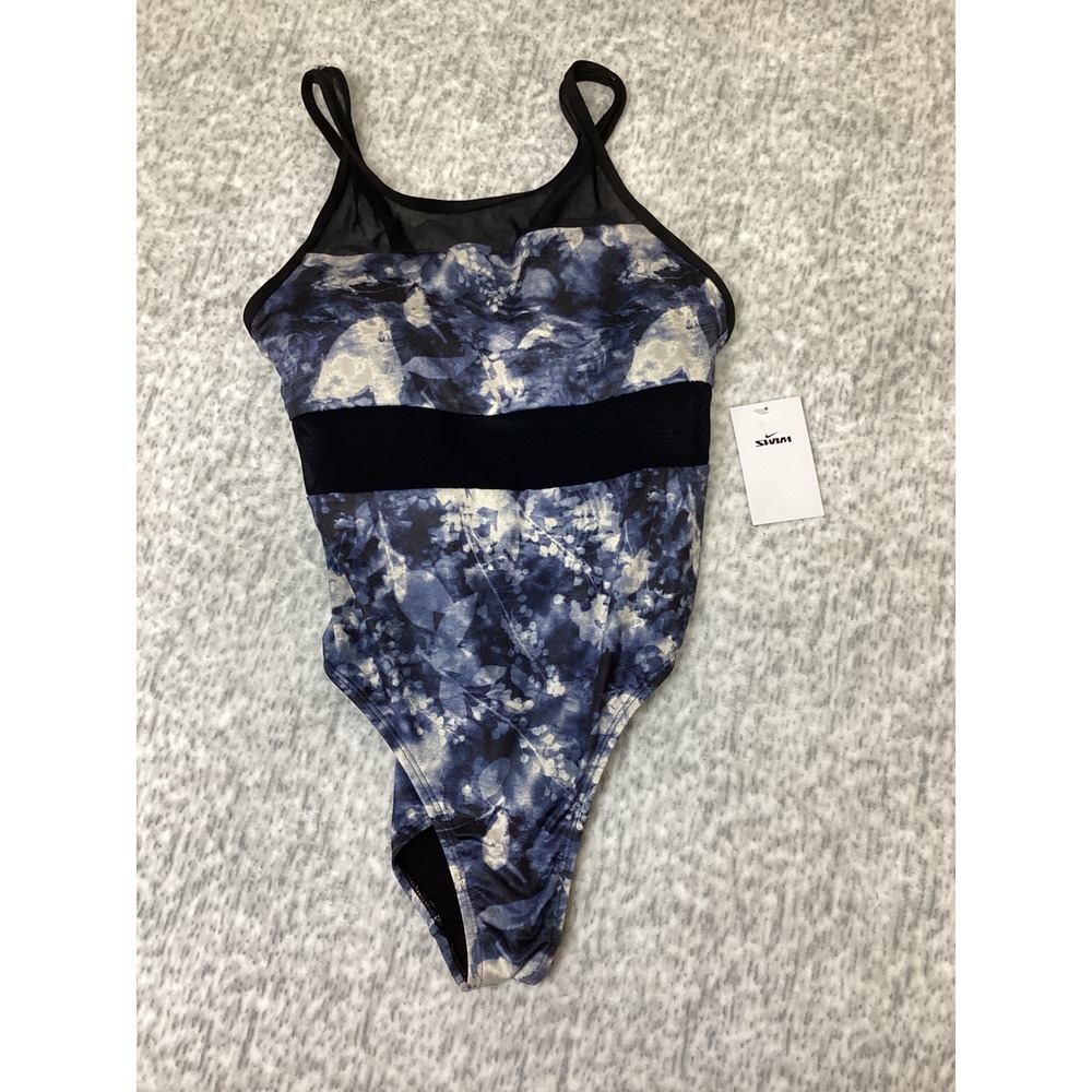 Nike Swim Womens Blue Floral Mesh One Piece Swimsuit NESSG379-001 Size L